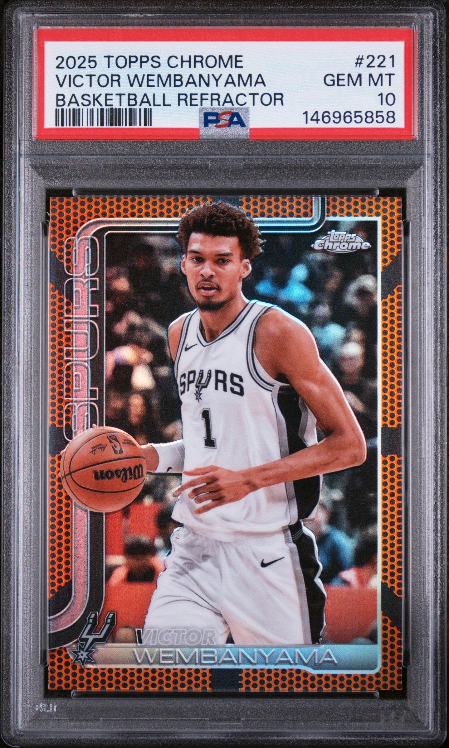 2025 Topps Chrome #221 Victor Wembanyama Basketball Refractor PSA 10