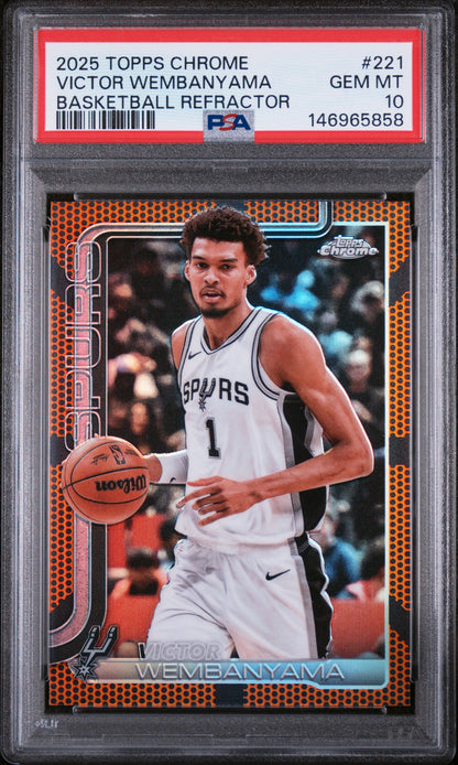 2025 Topps Chrome #221 Victor Wembanyama Basketball Refractor PSA 10