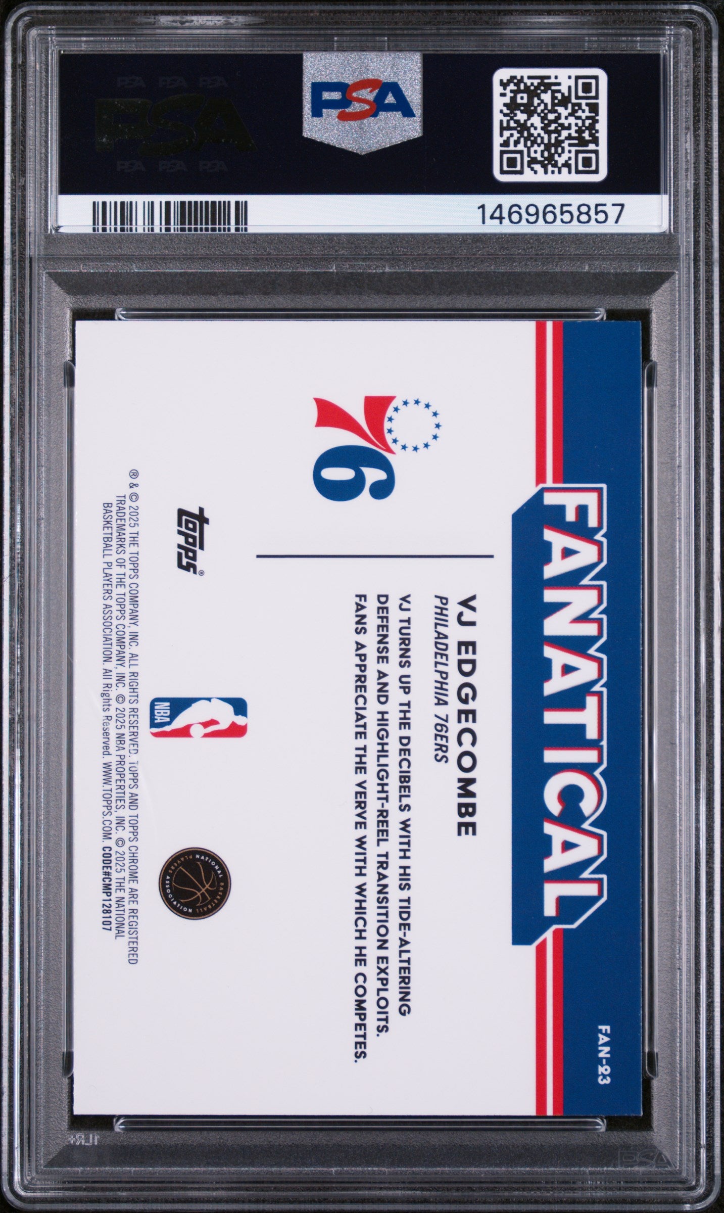 2025 Topps Chrome Fanatical #FAN-23 Vj Edgecombe PSA 10