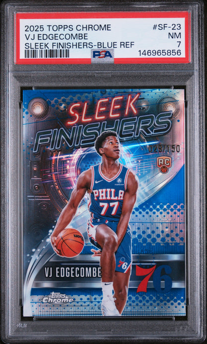2025 Topps Chrome Sleek Finishers #SF-23 Vj Edgecombe-Blue Ref PSA 7