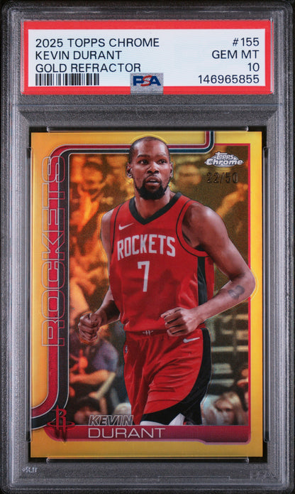 2025 Topps Chrome #155 Kevin Durant Gold Refractor PSA 10 Pop 1