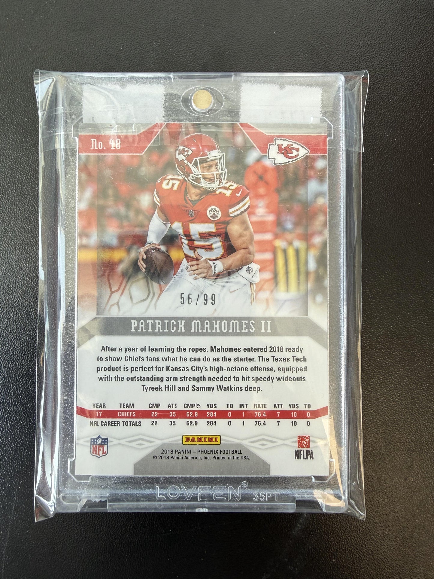 2018 Panini Phoenix #48 Patrick Mahomes II Orange /99