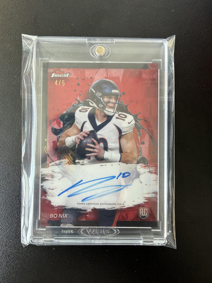 2024 Finest #RFA-BN Bo Nix Rookie Finest Autographs Red Refractor #/5