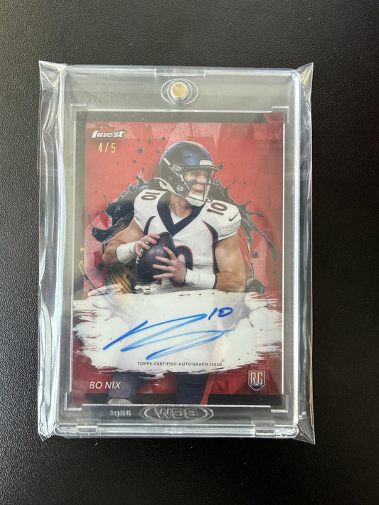 2024 Finest #RFA-BN Bo Nix Rookie Finest Autographs Red Refractor #/5