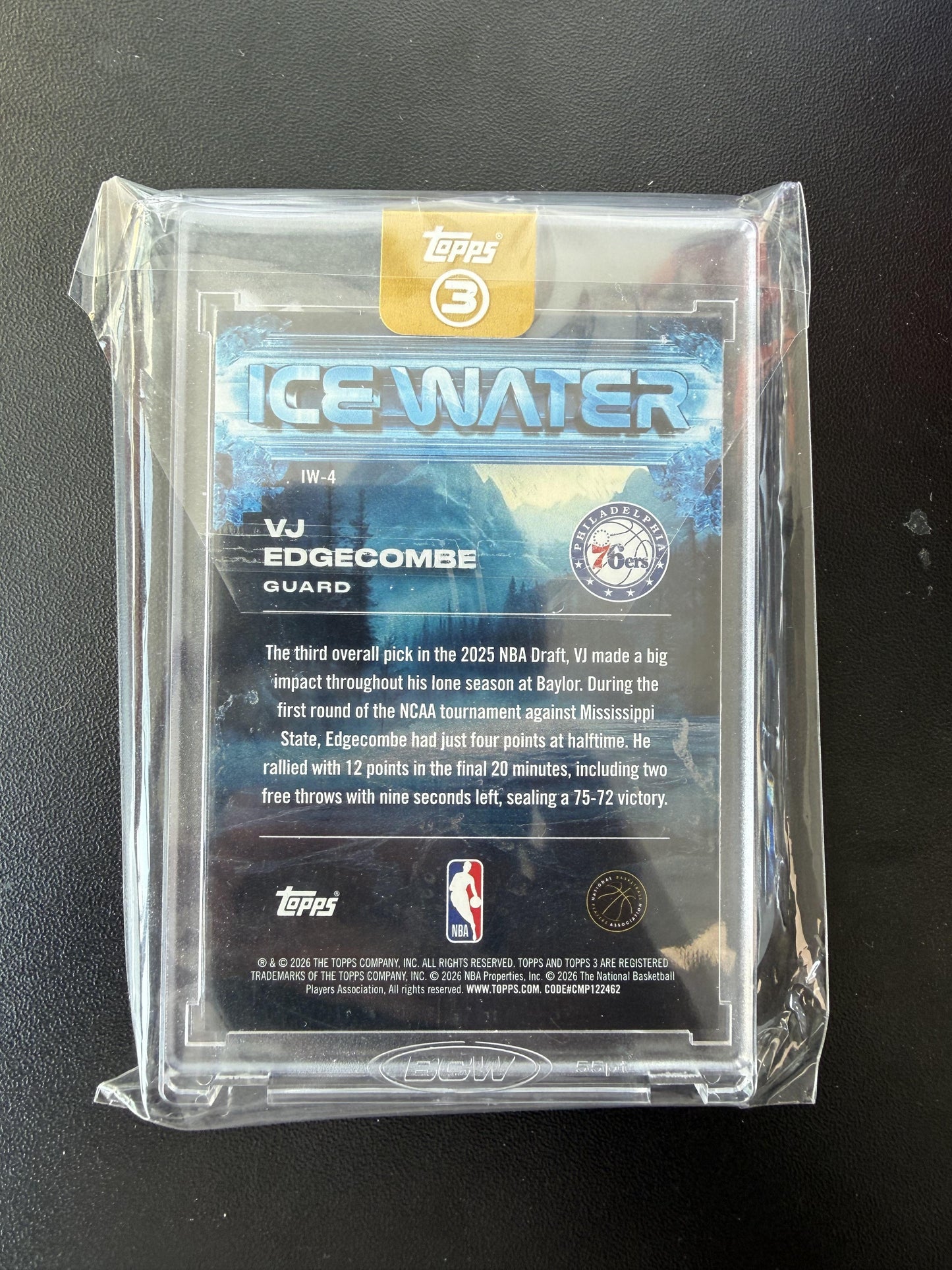 2025-26 Topps 3 #IW-4 VJ Edgecombe Ice Water Blue #/15