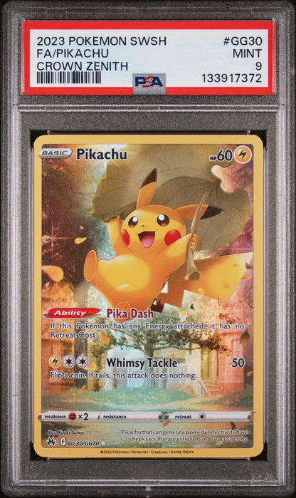 2023 Pokemon Sword And Shield Crown Zenith #GG30 Fa/Pikachu Crown Zenith PSA 9