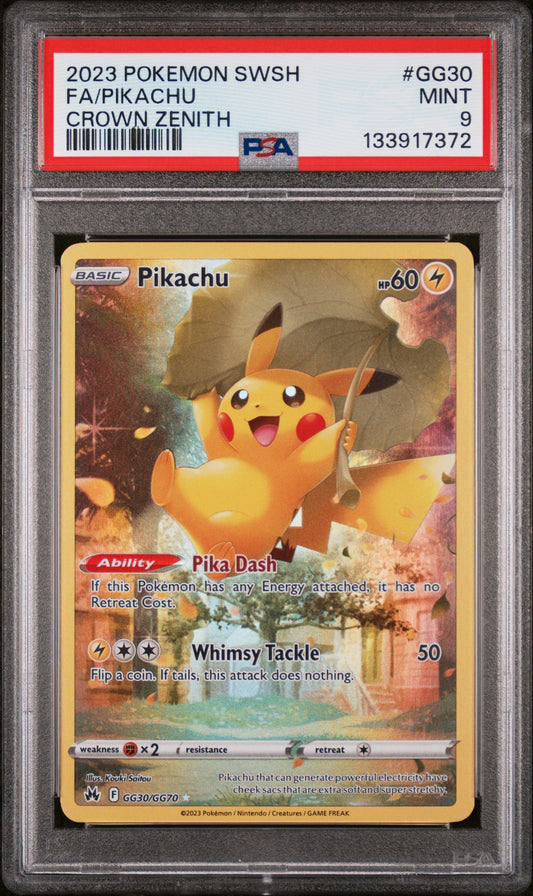 2023 Pokemon Sword And Shield Crown Zenith #GG30 Fa/Pikachu Crown Zenith PSA 9