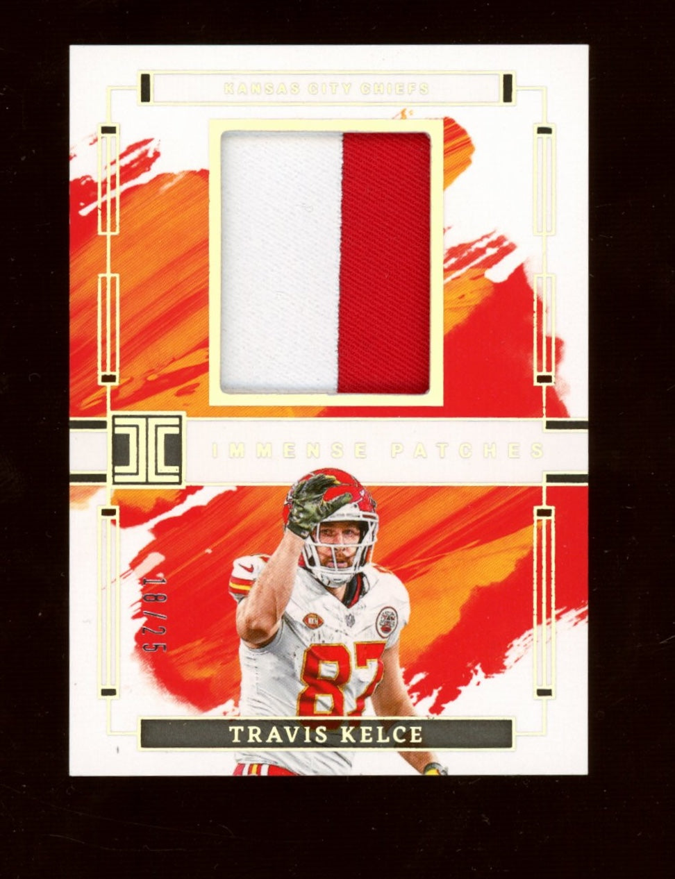 2024 Panini Impeccable #IP-TKE Travis Kelce Immense Patches Silver #/25
