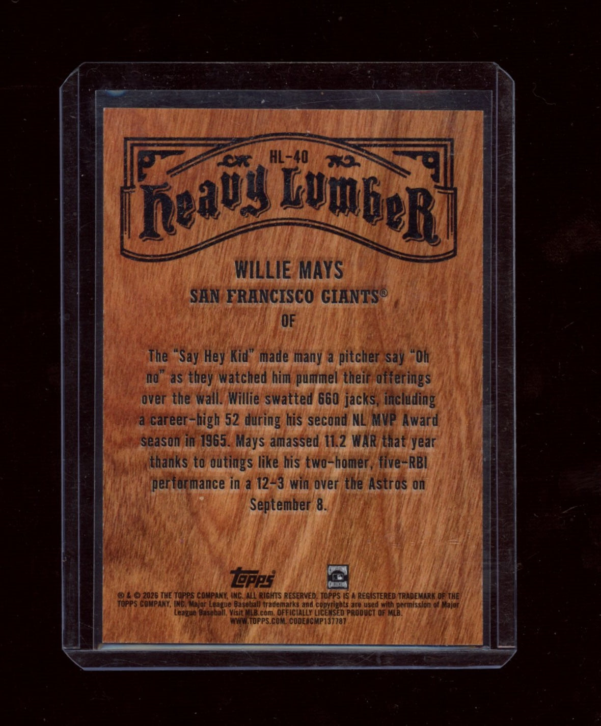 2026 Topps Willie Mays Heavy Lumber