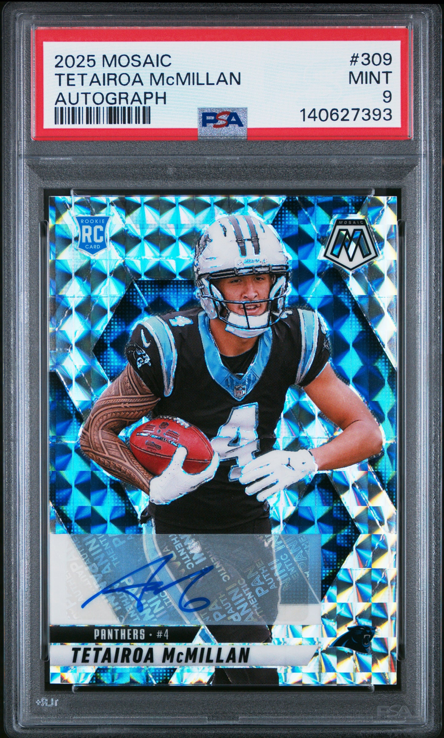 2025 Panini Mosaic #309 Tetairoa Mcmillan Autograph PSA 9