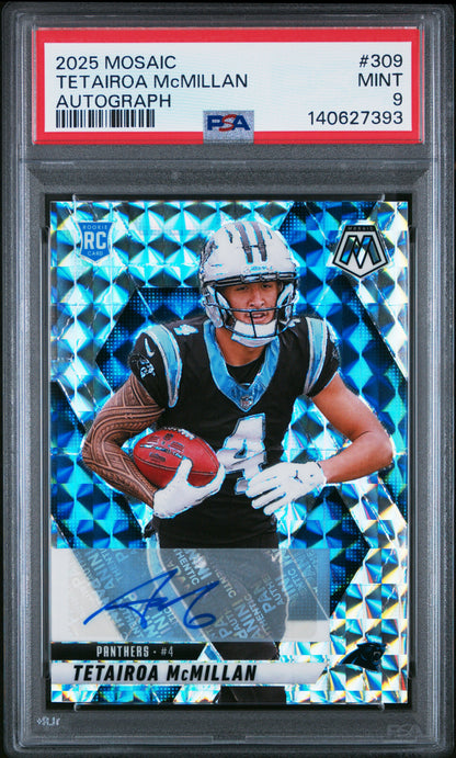 2025 Panini Mosaic #309 Tetairoa Mcmillan Autograph PSA 9