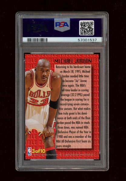 1995 Ultra Double Trouble #3 Michael Jordan Double Trouble-Gold Med. PSA 7