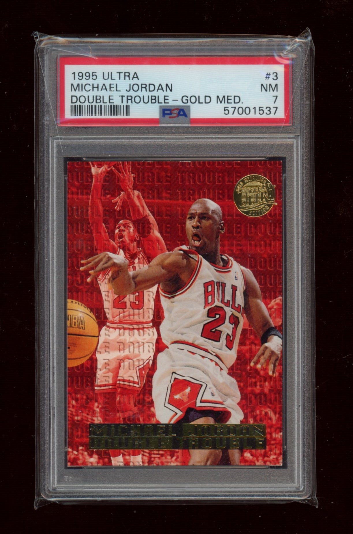 1995 Ultra Double Trouble #3 Michael Jordan Double Trouble-Gold Med. PSA 7