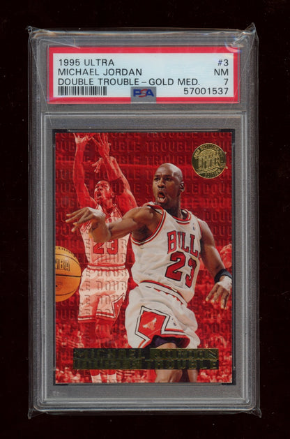 1995 Ultra Double Trouble #3 Michael Jordan Double Trouble-Gold Med. PSA 7