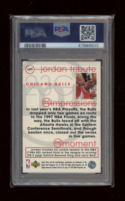 1996 Upper Deck Jordan Tribute #MJ55 Michael Jordan Mj Impressions PSA 10