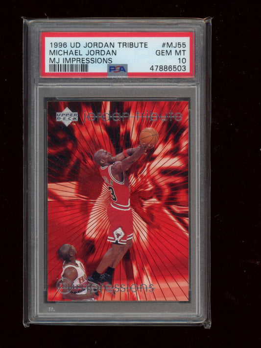 1996 Upper Deck Jordan Tribute #MJ55 Michael Jordan Mj Impressions PSA 10