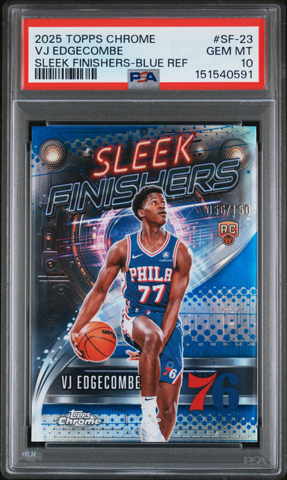 2025 Topps Chrome #SF-23 Vj Edgecombe Sleek Finishers-Blue Ref PSA 10