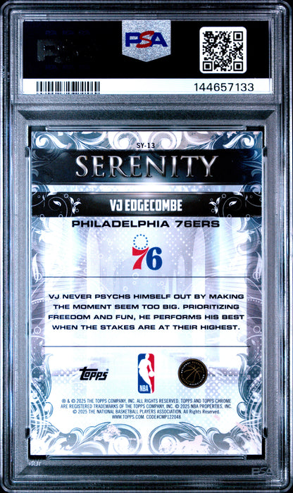 2025 Topps Chrome Serenity #SY-13 Vj Edgecombe Serenity-Aqua Refractor PSA 10