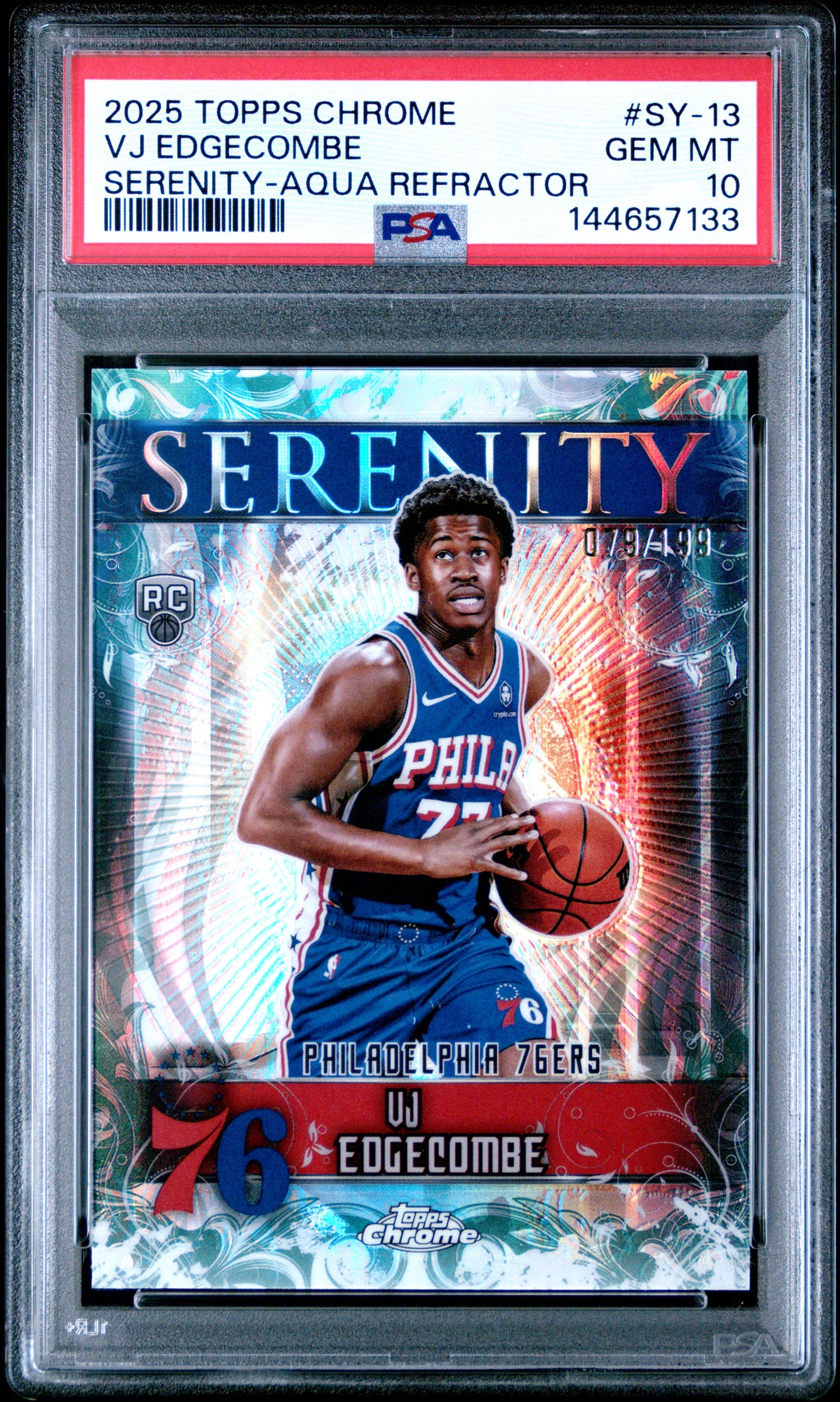 2025 Topps Chrome Serenity #SY-13 Vj Edgecombe Serenity-Aqua Refractor PSA 10