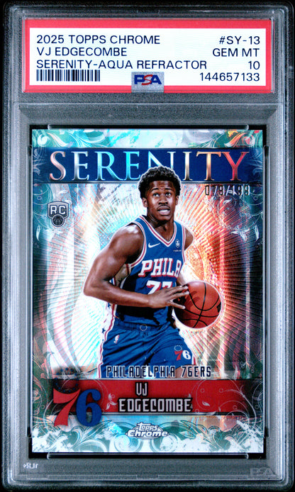 2025 Topps Chrome Serenity #SY-13 Vj Edgecombe Serenity-Aqua Refractor PSA 10