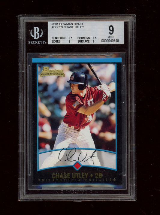 2001 Bowman Draft #BDP69 Chase Utley RC BGS 9.0