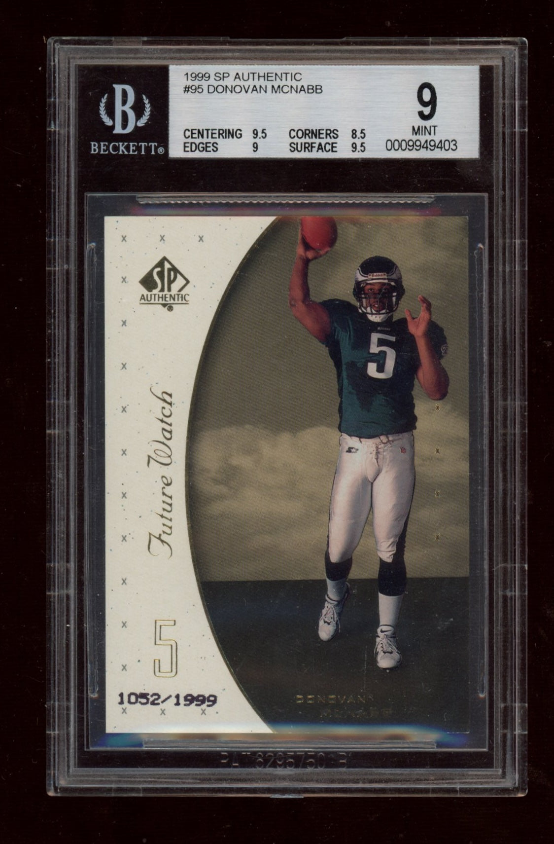 1999 SP Authentic #95 Donovan McNabb RC BGS 9.0