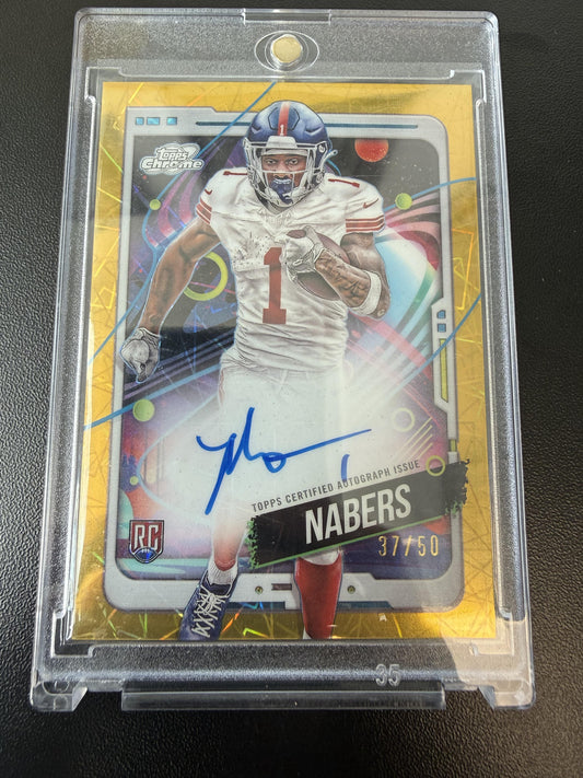 2025 Topps Chrome Cosmic #CCA-MN Malik Nabers Gold Interstellar  #/50