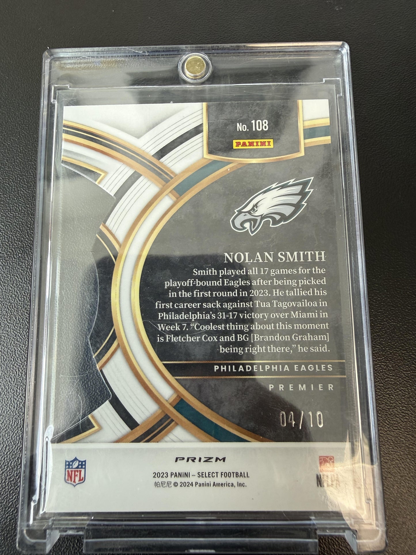 2023 Panini Select #108 Nolan Smith Gold Prizms #/10