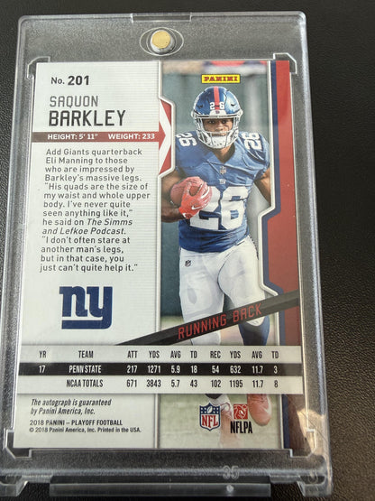 2018 Panini Playoff #201 Saquon Barkley RC Auto Variations 4th Down #/10