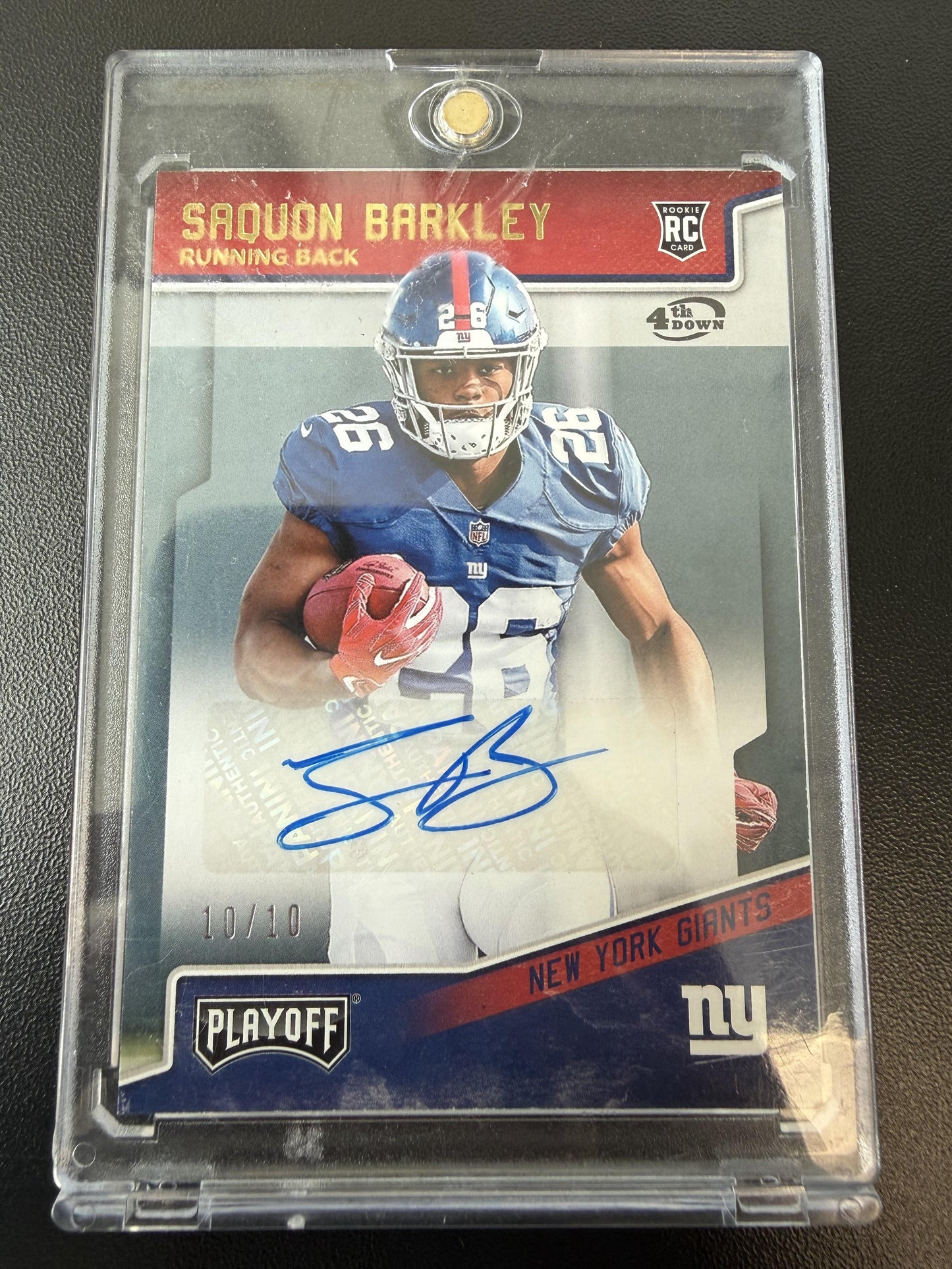 2018 Panini Playoff #201 Saquon Barkley RC Auto Variations 4th Down #/10