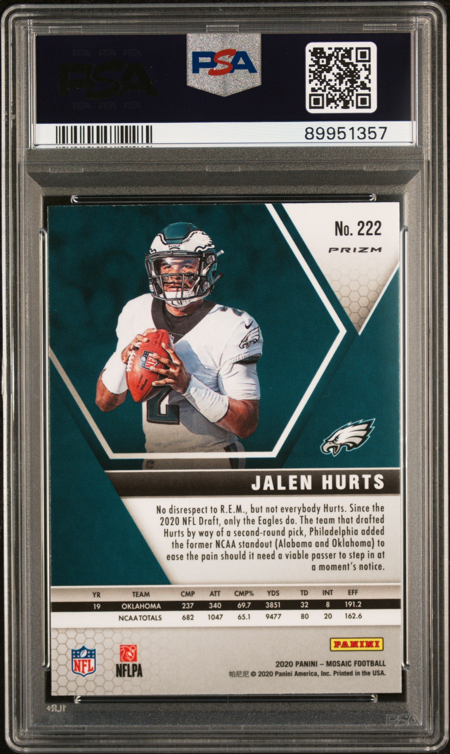 2020 Panini Mosaic #222 Jalen Hurts Mosaic PSA 10