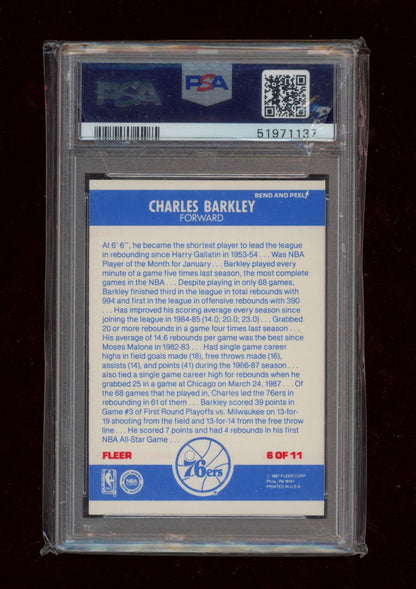 1987 Fleer Sticker #6 Charles Barkley PSA 8