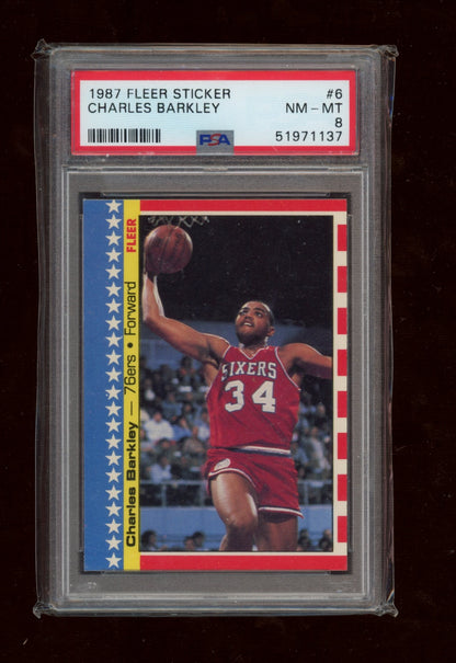 1987 Fleer Sticker #6 Charles Barkley PSA 8