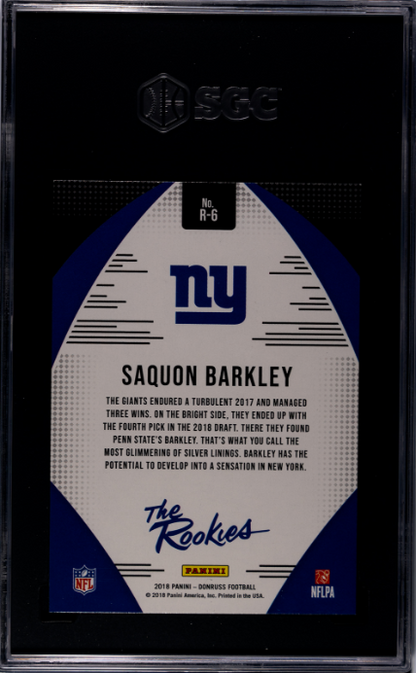 2018 Donruss #R-6 Saquon Barkley The Rookies SGC 10
