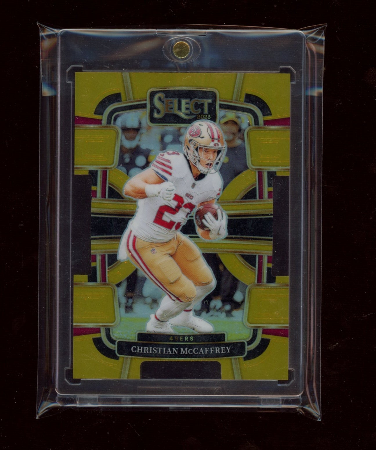 2023 Panini Select #88 Christian McCaffrey Gold Prizms Die Cuts #/10