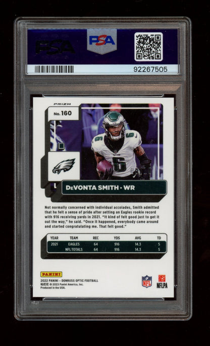 2022 Panini Donruss Optic #160 Devonta Smith Gold PSA 9 JERSEY #