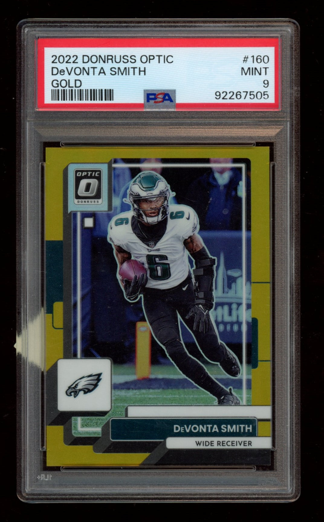 2022 Panini Donruss Optic #160 Devonta Smith Gold PSA 9 JERSEY #