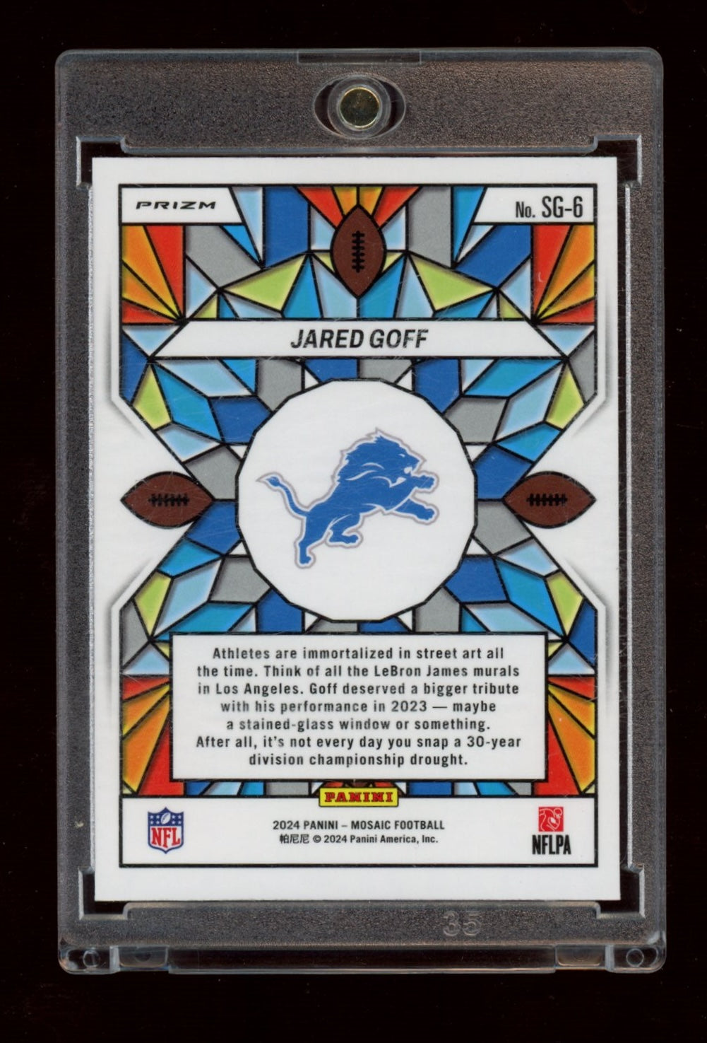 2024 Panini Mosaic #SG-6 Jared Goff Stained Glass