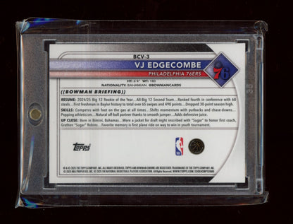 2025-26 Bowman #BCV-3 VJ Edgecombe Chrome Green Refractors #/99
