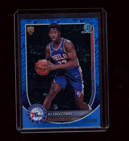 2025-26 Bowman #BCV-3 VJ Edgecombe Chrome Blue Shimmer #/150