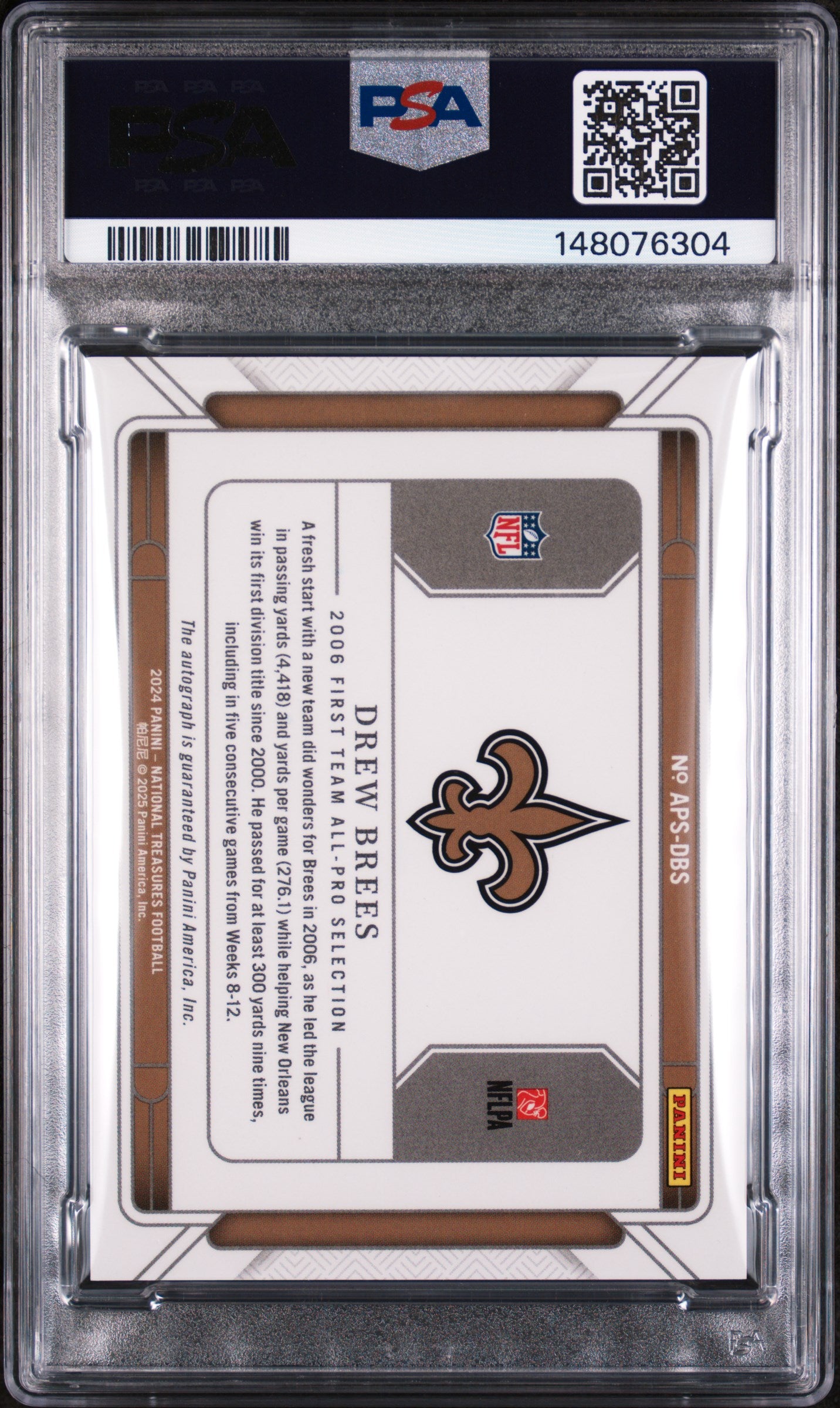 2024 Panini National Treasures All-Pro Signatures #DBS Drew Brees PSA 8