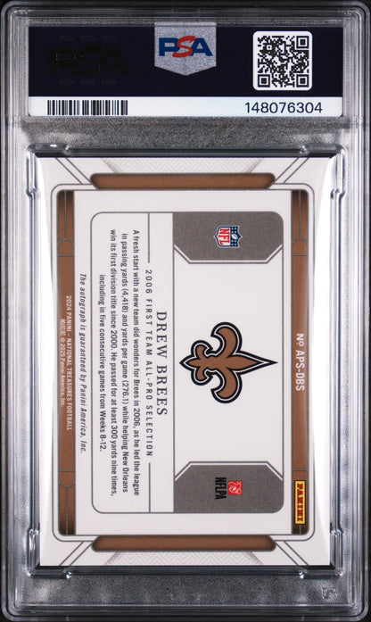 2024 Panini National Treasures All-Pro Signatures #DBS Drew Brees PSA 8
