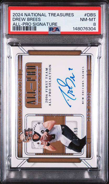 2024 Panini National Treasures All-Pro Signatures #DBS Drew Brees PSA 8