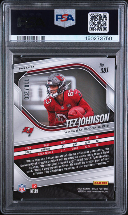 2025 Panini Prizm #381 Tez Johnson Hyper Prizm PSA 10