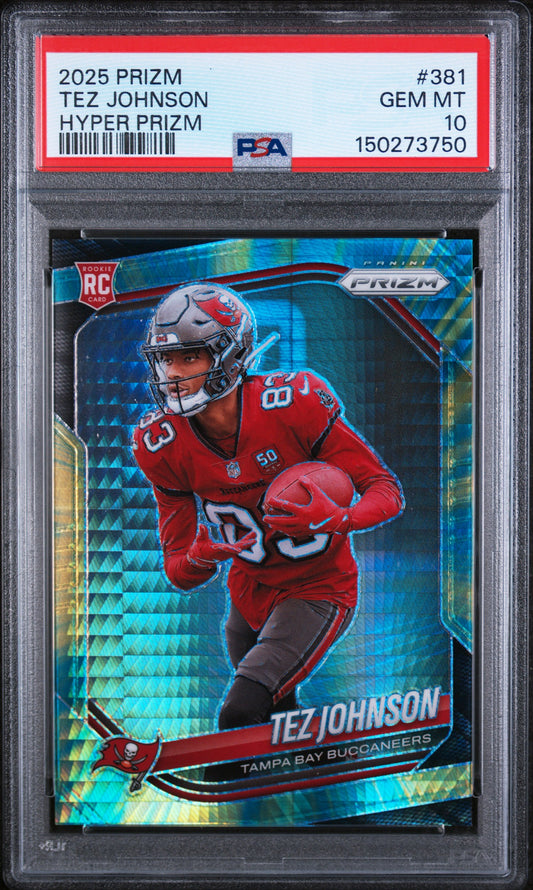 2025 Panini Prizm #381 Tez Johnson Hyper Prizm PSA 10