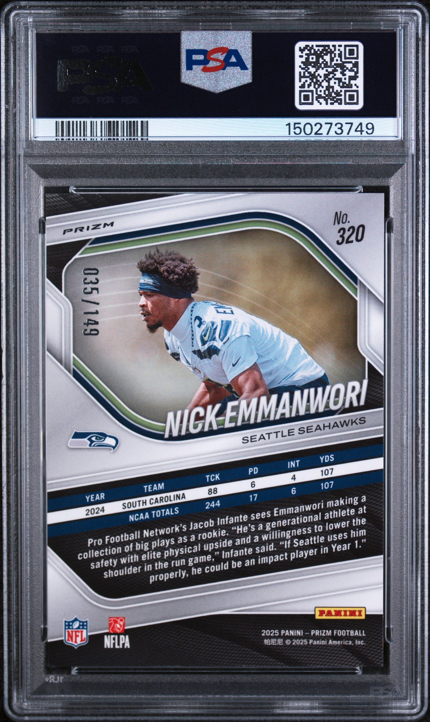 2025 Panini Prizm #320 Nick Emmanwori Red Wave PSA 10