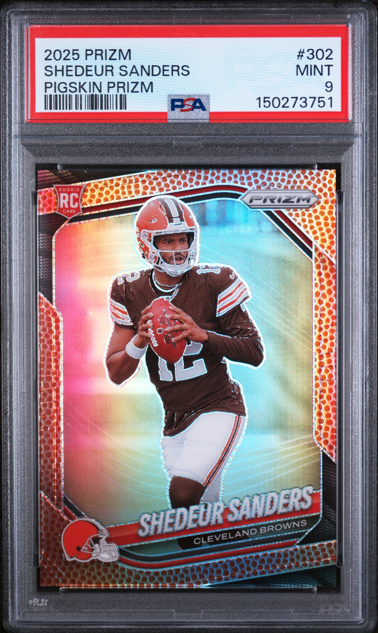 2025 Panini Prizm #302 Shedeur Sanders Pigskin Prizm PSA 9