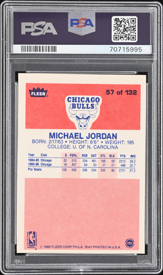 1986 Fleer #57 Michael Jordan PSA 8
