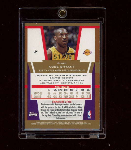 2003-04 Bowman Signature #38 Kobe Bryant Gold #/99