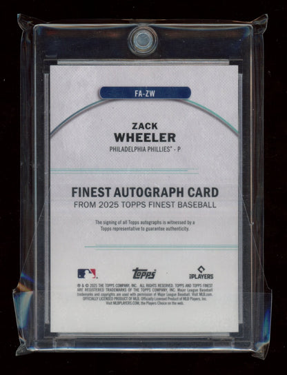 2025 Finest #FA-ZW Zack Wheeler Finest Autographs Red Refractors #/5